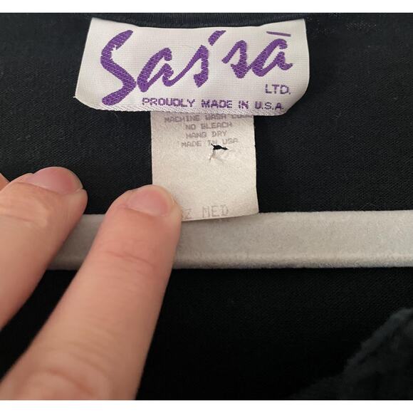 80's 90's vintage black fringe lace up southwestern tribal top blouse MEDIUM - Picture 5 of 5